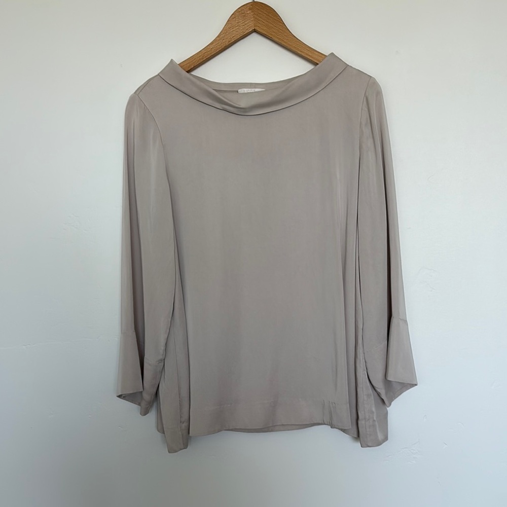 COS Tan Boxy Blouse with 3/4 Sleeves